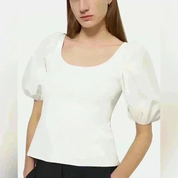 Theory - Puff Sleeve Top in Stretch Knit - Picture 6 of 9